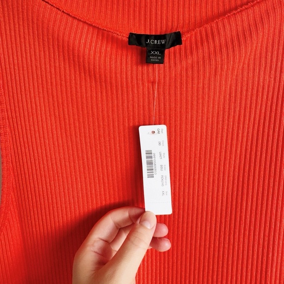 NWT J. CREW Women's Red Ribbed Bateau Tank Size XXL - Picture 4 of 4